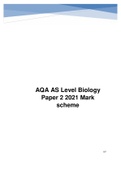 AQA AS Level Biology Paper 2 2021 Mark scheme