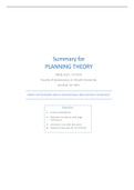  Planning Theory BUNDLE: Summary of class notes, exam literature, keyword overview (PDF))