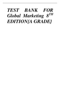 TEST BANK FOR  Global Marketing 8TH EDITION{A GRADE}