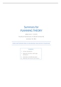 Planning Theory BUNDLE: Summary of class notes, exam literature, keyword overview (docx)