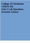 CHEM 101 Unit 3 Lab Questions Forensic Science