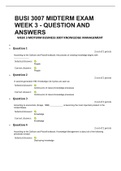 BUSI 3007 MIDTERM EXAM - QUESTION AND ANSWERS