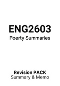ENG2603 - Poetry (Summaries)