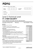 AQA Level 3 Technical Level IT: CYBER SECURITY Unit 6 Network and cyber security administration
