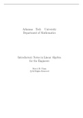 Introductory Notes in Linear Algebra for the Engineers