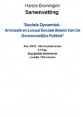 Samenvatting Sociale Dynamiek - Armoede en Lokaal Sociaal Beleid van de Gemeentelijke Politiek - Hanze Groningen - Feb. 2022