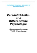 Persönlichkeits- und Differentielle Psychologie Zusammenfassung Teil 1
