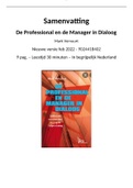 Compacte samenvatting De Manager en de Professional in Dialoog - Vervuurt  - NCOI Communicatie - 9 pag.