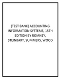 TEST BANK FOR ACCOUNTING INFORMATION SYSTEMS, 15TH EDITION BY ROMNEY, STEINBART, SUMMERS, WOOD