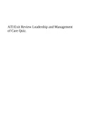 ATI Exit Review Leadership and Management of Care Quiz.