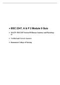 BSC 2347 AP 2 Module 9 Quiz (3 Latest Versions), BSC 2347 AP 2 (Latest) Human Anatomy and Physiology II, Secure HIGHSCORE, Rasmussen College