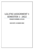 LGL3702 ASSIGNMENT 1 SEMESTER 1 - 2022 (691201)