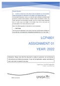 LCP4801 Assignment 1 Semester 1 2022 - Solution