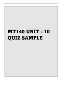 MT140 UNIT - 10 QUIZ SAMPLE
