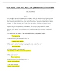 HESI A2 READING V1 & V2 EXAM (QUESTIONS AND ANSWERS)