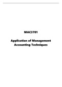 MAC3701 Application of management accounting techniques latest 2022