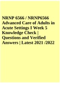 NRNP 6566 / NRNP6566 Advanced Care of Adults in Acute Settings I Week 5 Knowledge Check | Questions and Verified Answers | Latest 2021 /2022