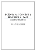 ECS2606 ASSIGNMENTS 1 & 2 BUNDLE SEMESTER 1 - 2022
