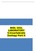 BIOL 191L LABORATORY 5:Invertebrate Zoology Part II 2022 LATEST UPDATE 