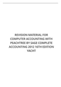 REVISION MATERIAL FOR COMPUTER ACCOUNTING WITH PEACHTREE BY SAGE COMPLETE ACCOUNTING 2012 16TH EDITION YACHT