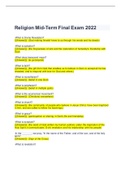 Religion Mid-Term Final Exam 2022