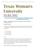 Advanced Practice Nursing Essentials for Role Development-Texas Woman's University NURS 5002(All questions with correct answers fully explained.)