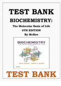 BIOCHEMISTRY: The Molecular Basis of Life 6th Edition TEST BANK By McKee, James R. McKee ISBN-978-0190209896 This is a Test Bank (STUDY QUESTIONS WITH ANSWERS) to help you study better for your Tests. It focuses on the essential biochemical principles tha