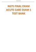N675 Final Exam Acute Care Exam 1 Week 1-14|Test Bank