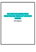 TEST BANK FOR NURSING TODAY TRANSITION AND TRENDS 10TH EDITION BY ZERWEKH All chapters|All Chapters-A Guide