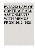 PVL3702 LAW OF CONTRACT ALL ASSIGNMENTS WITH MEMOS FROM 2012- 2021.