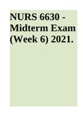 NURS 6630 - Midterm Exam (Week 6) 2021