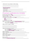 nutrition review sheet - chapter 2 (DRI's)