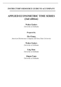 Applied Econometric Time Series, Enders - Downloadable Solutions Manual (Revised)