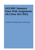 AUE2601 Summary Notes With Assignments 1&2 (Sem 1&2 2022)
