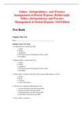 Ethics, Jurisprudence and Practice Management in Dental Hygiene (COMPLETE TEST BANK WITH ANSWERS)