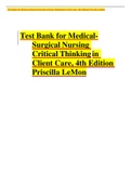 Test Bank for Medical-Surgical Nursing Critical Thinking in Client Care, 4th Edition Priscilla LeMon