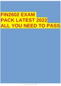 FIN2602 EXAM PACK LATEST 2022 ALL YOU NEED TO PASS