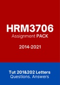 HRM3706 (ExamPACK, QuestionPACK, Tut201 Letters)