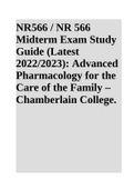NR566 Advanced Pharmacology: Final Exam | MIDTERM EXAM | NR 566 Test Bank Questions & Answers For Weeks 5-7 | Midterm Exam | Rated A  - Complete Guide To Score A+