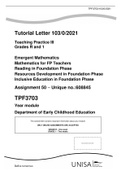 TPF3703 TEACHING PRACTICE III Grades R and 1 2021.