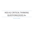 HESI A2 Critical Thinking Questions  {2020} A+