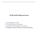 NURS 6630 Midterm Exam (5 Versions, 375 Q & A, Latest-2022) / NURS 6630N Midterm Exam / NURS6630 Midterm Exam / NURS-6630N Midterm Exam |100% Correct Q & A, Download to Secure HIGHSCORE|