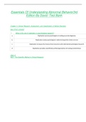 Essentials Of Understanding Abnormal Behavior 3rd Edition By David -Test Bank