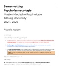 Uitgebreide & Overzichtelijke Samenvatting Psychofarmacologie Medische Psychologie  21/22