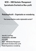 NCOI module Organisatie en Verandering - Veranderadvies: Klachten sneller afhandelen - Overheid en Non-Profit - Geslaagd (8) mei 2022 - ODA, 7S model, INK model, QuickScan, Berenschot & Kotter