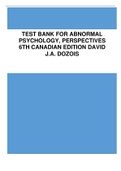 Test Bank for Abnormal Psychology, Perspectives 6th Canadian Edition David J.A. Dozois.