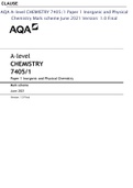 AQA A-level CHEMISTRY 7405/1 Paper 1 Inorganic and Physical Chemistry Mark scheme June 2021 Version: 1.0 Final