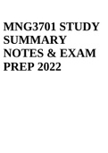 MNG3701 STUDY SUMMARY NOTES And EXAM PREPARATION