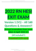 HESI EXIT RN V1 EXAM 2023  [ NEW ] All 160 Qs & As Included - Guaranteed Pass A+!!! (All Brand New Q&A Pics Included)
