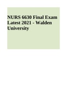 NURS 6630 WEEK 8 ASSIGNMENT | NURS 6630N Week 11 Final Exam - 2022 | NURS-6630 WEEK 8 ASSIGNMENT 1 2022 And NURS 6630 Final Exam Latest 2021 - Walden University